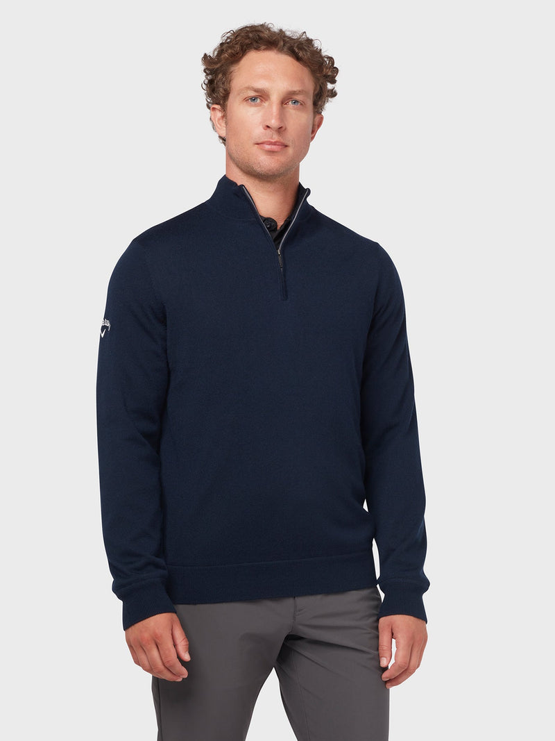 Pull Windstopper 1/4 Zip Navy Blue Homme