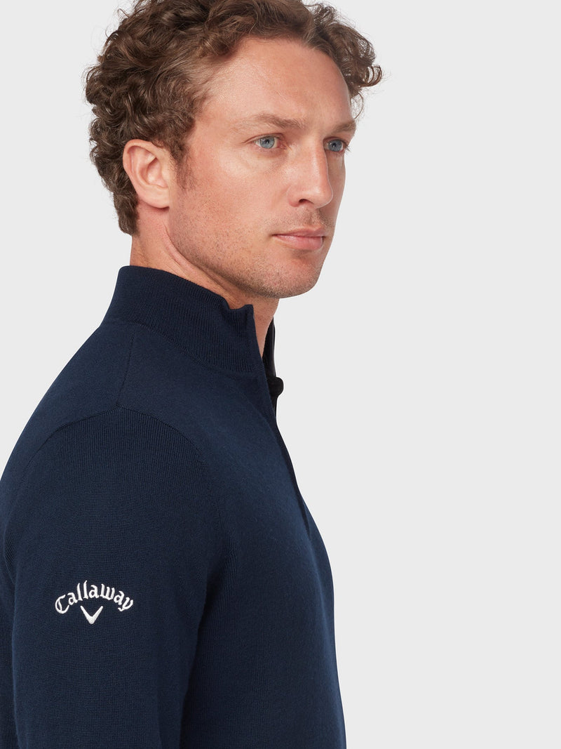 Pull Windstopper 1/4 Zip Navy Blue Homme