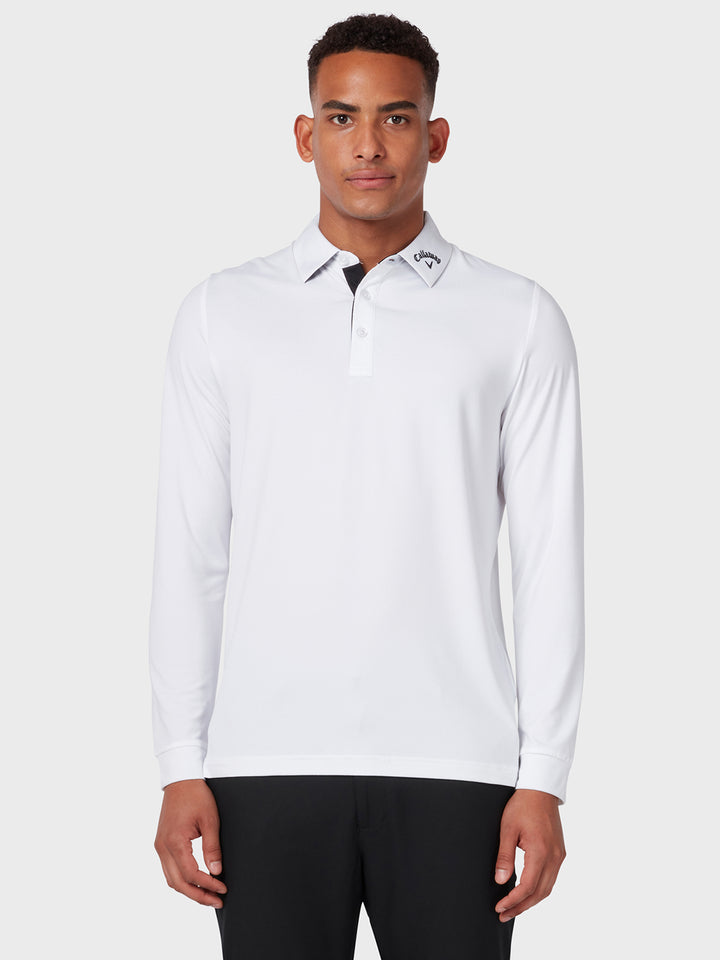 Polo manches longues Performance Bright White Homme