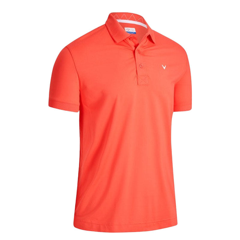 Polo Solid Ribbed Orange Homme