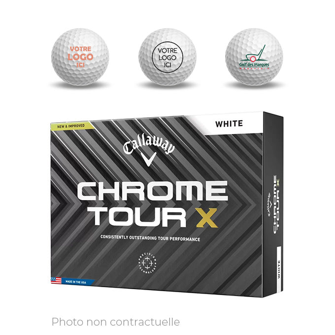 12 x 12 Balles Chrome Tour X logotées